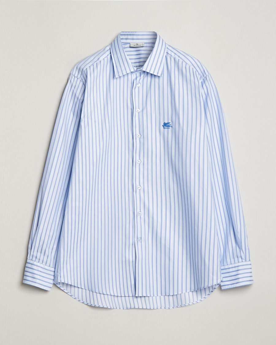 Heren | Overhemden | Etro | Slim Fit Striped Cotton Shirt Light Blue