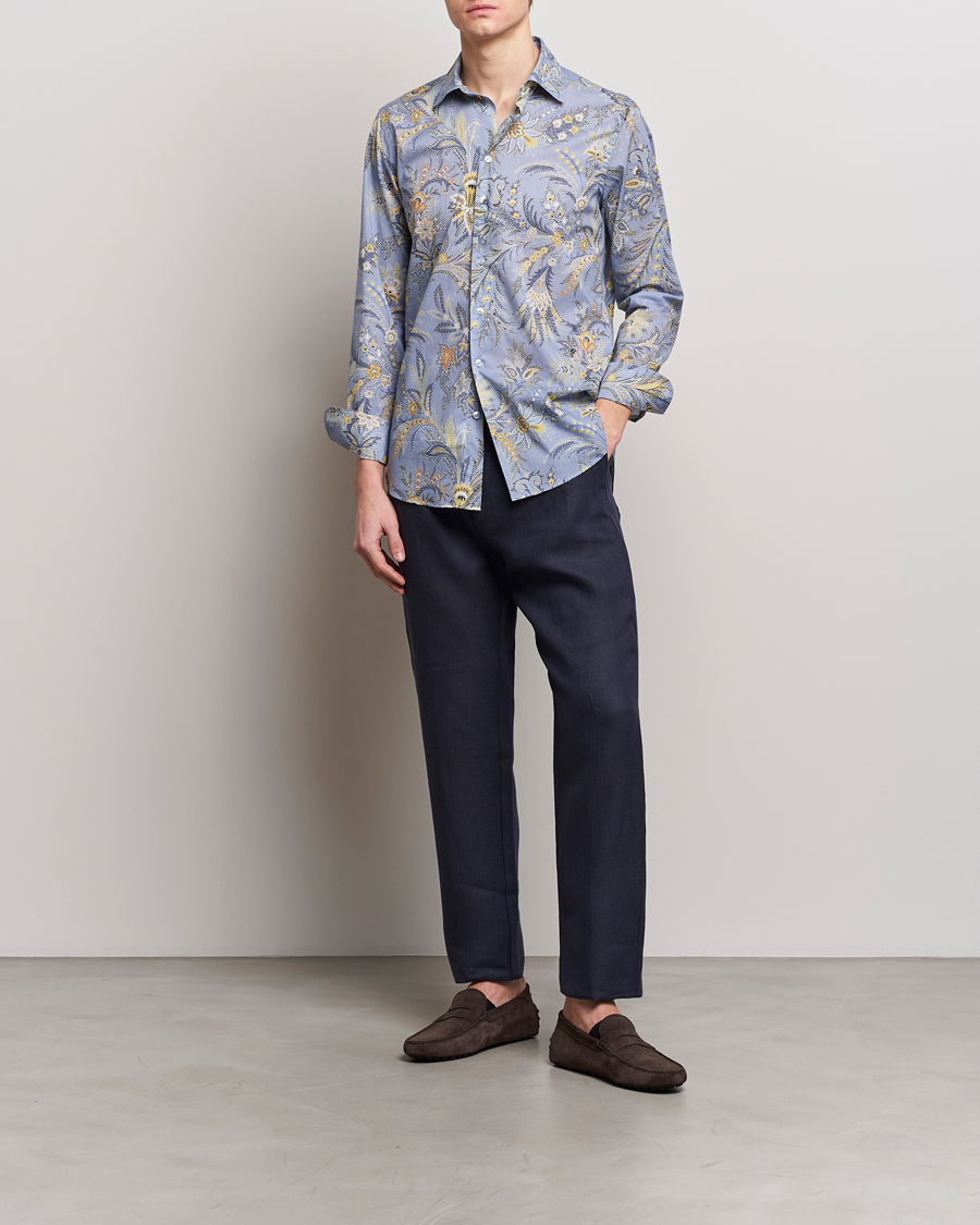 Heren | Overhemden | Etro | Slim Fit Floral Print Shirt Azzurro