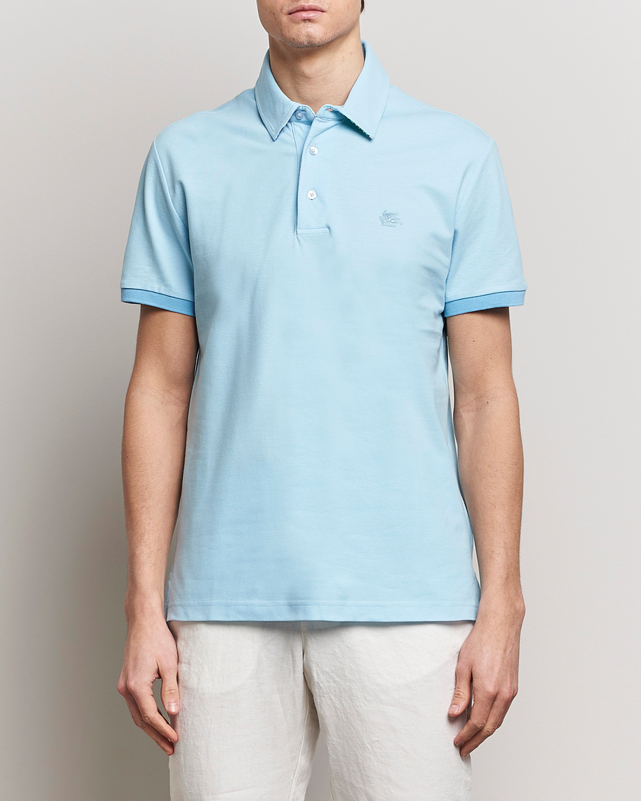 Heren | Poloshirts met korte mouwen | Etro | Contrast Paisley Polo Azzurro