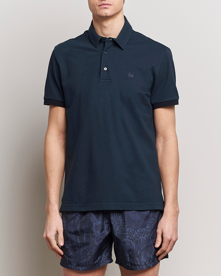 Heren | Poloshirts met korte mouwen | Etro | Contrast Paisley Polo Navy