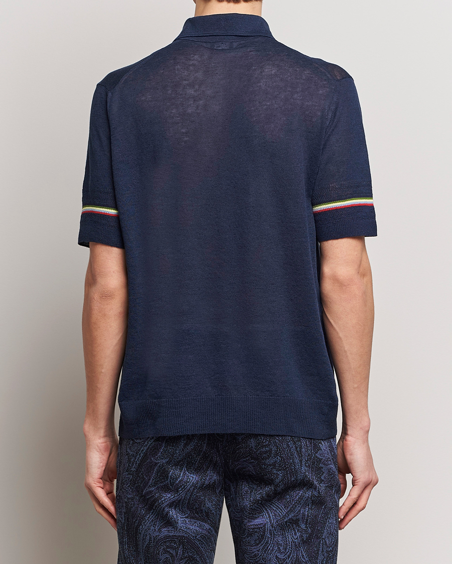 Heren | Polo's | Etro | Knitted Cotton/Linen Polo Navy