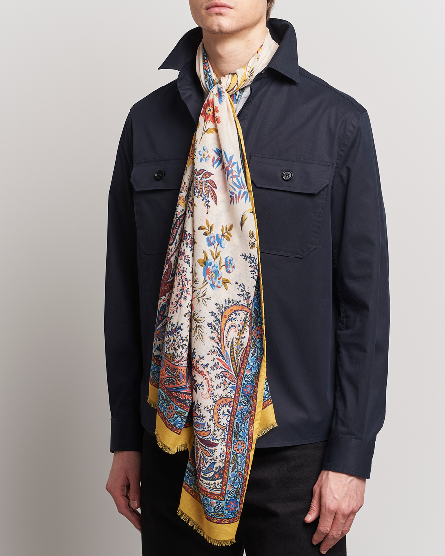 Heren | Etro Modal/Cashmere Printed Scarf Yellow | Etro | Modal/Cashmere Printed Scarf Yellow