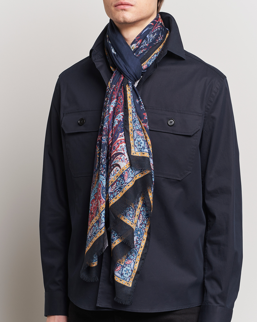 Heren | Accessoires | Etro | Modal/Cashmere Printed Scarf Navy