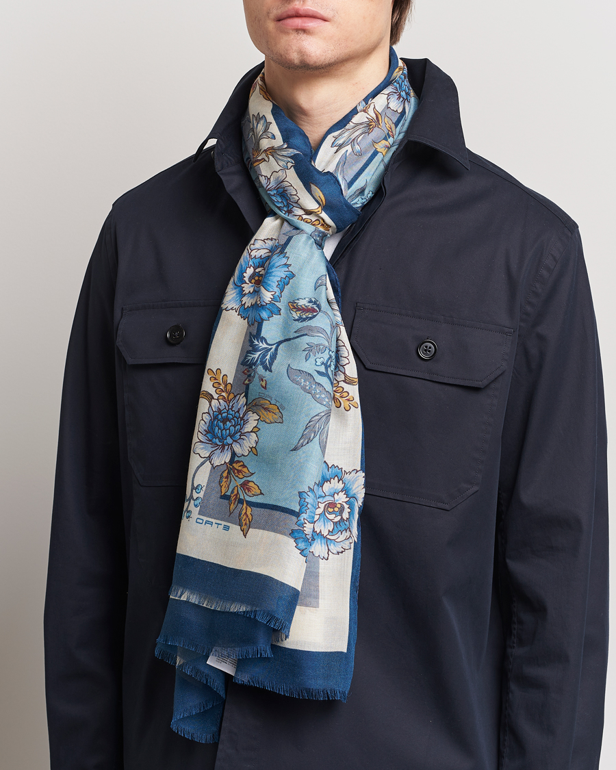 Heren | Sjaals | Etro | Modal/Cashmere Printed Scarf Light Blue