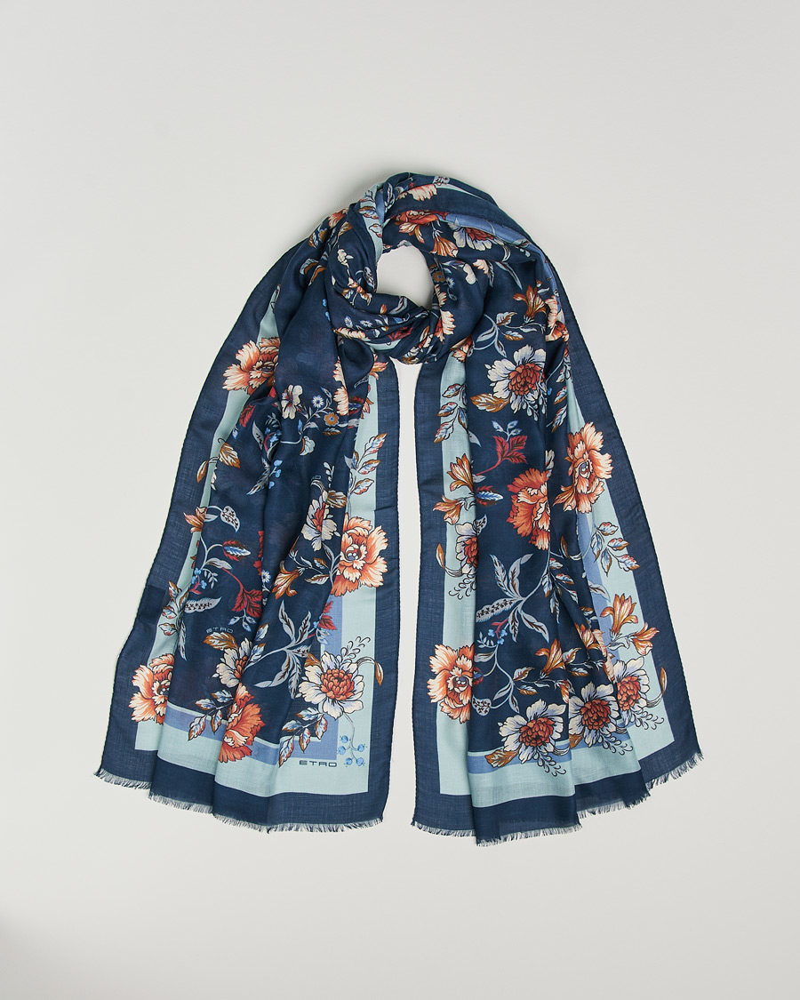 Heren | Etro Modal/Cashmere Printed Scarf Dark Blue | Etro | Modal/Cashmere Printed Scarf Dark Blue