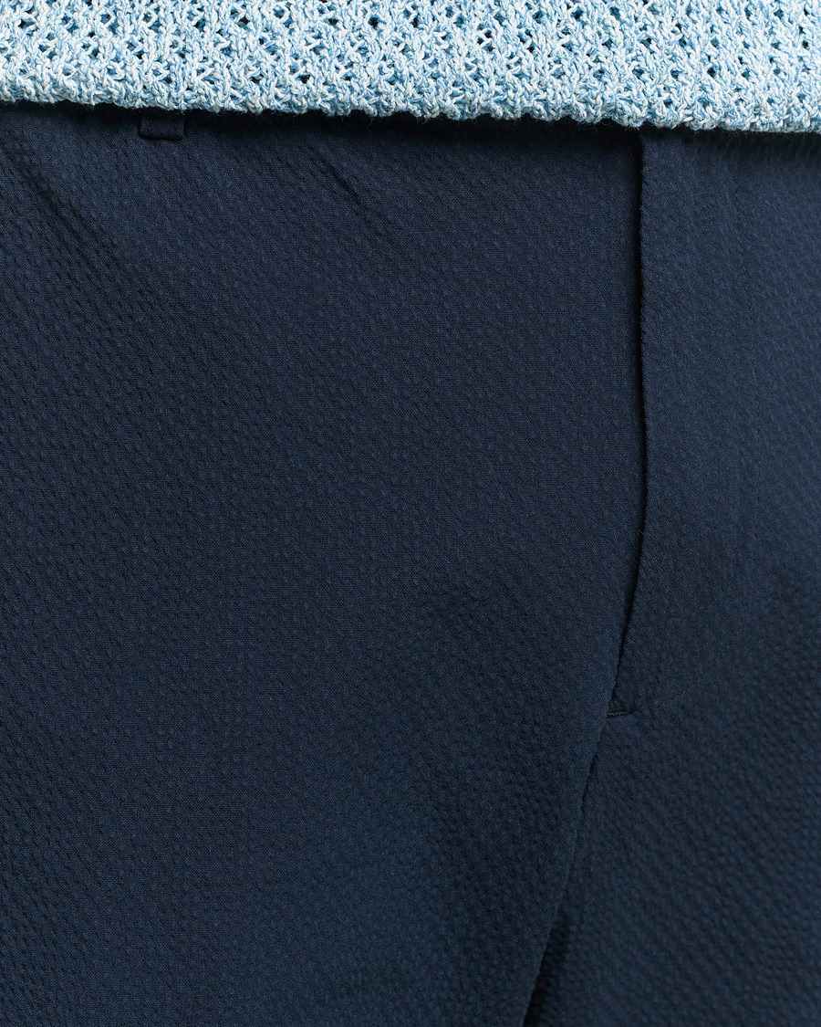 Heren | Broeken | NN07 | Billie Seersucker Drawstring Trousers Navy Blue