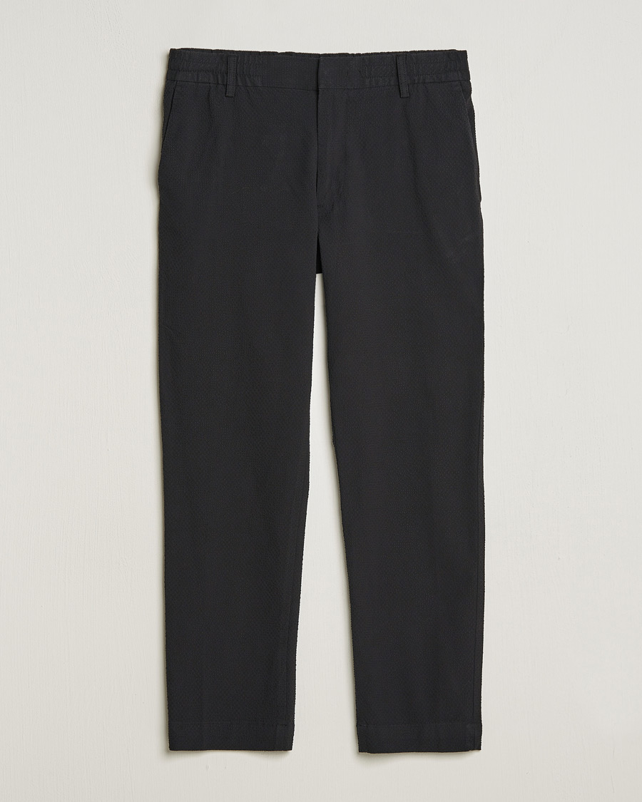 Heren | Broeken | NN07 | Billie Seersucker Drawstring Trousers Black