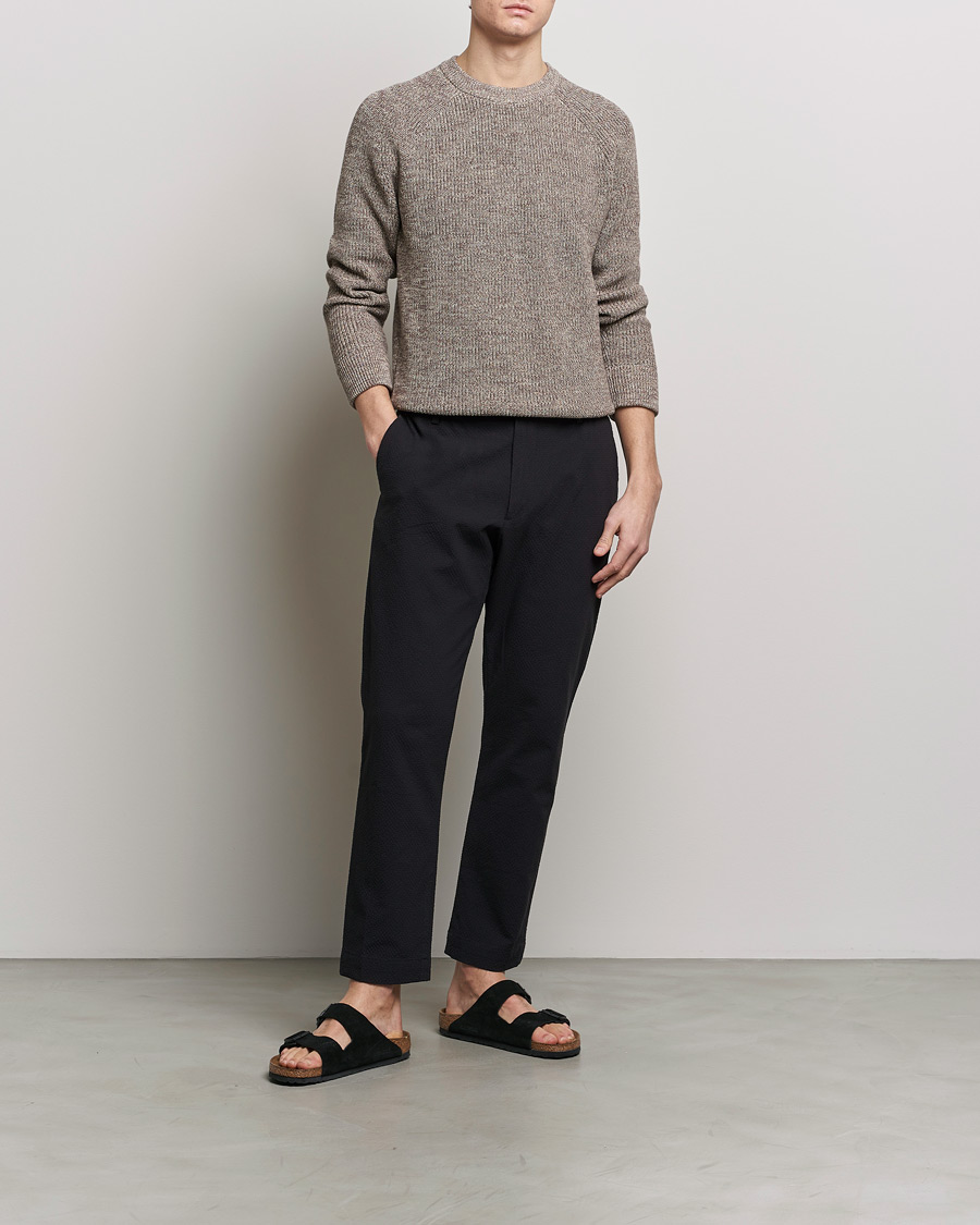 Heren | Broeken | NN07 | Billie Seersucker Drawstring Trousers Black