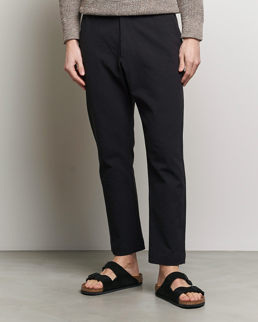 Heren | Broeken met trekkoord | NN07 | Billie Seersucker Drawstring Trousers Black