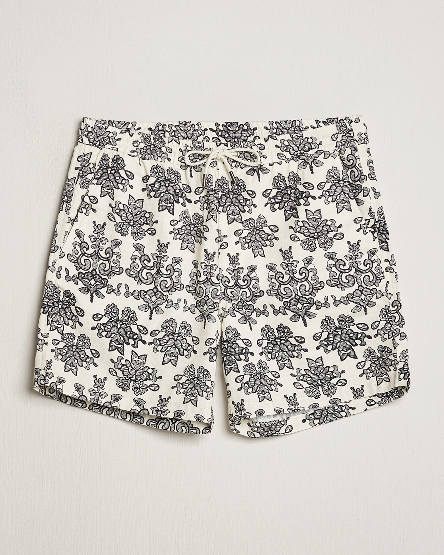 Heren | Korte broek | NN07 | Gregor Printed Drawstring Shorts Off White/Black