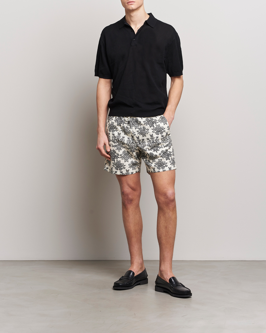 Heren | Korte broek | NN07 | Gregor Printed Drawstring Shorts Off White/Black