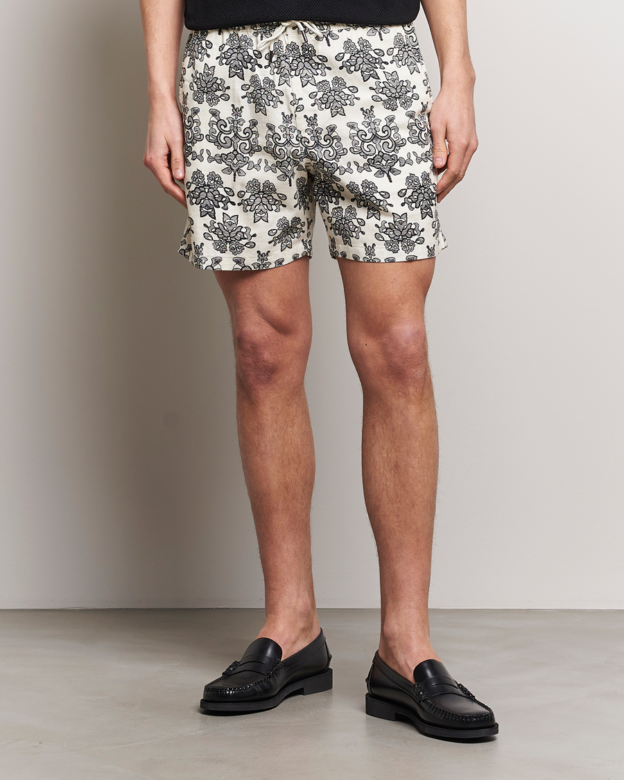 Heren | Korte broek | NN07 | Gregor Printed Drawstring Shorts Off White/Black