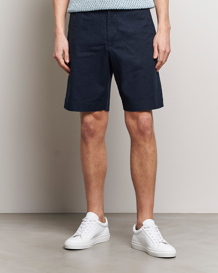 Heren | Linnen shorts | NN07 | Billie Linen Shorts Navy Blue