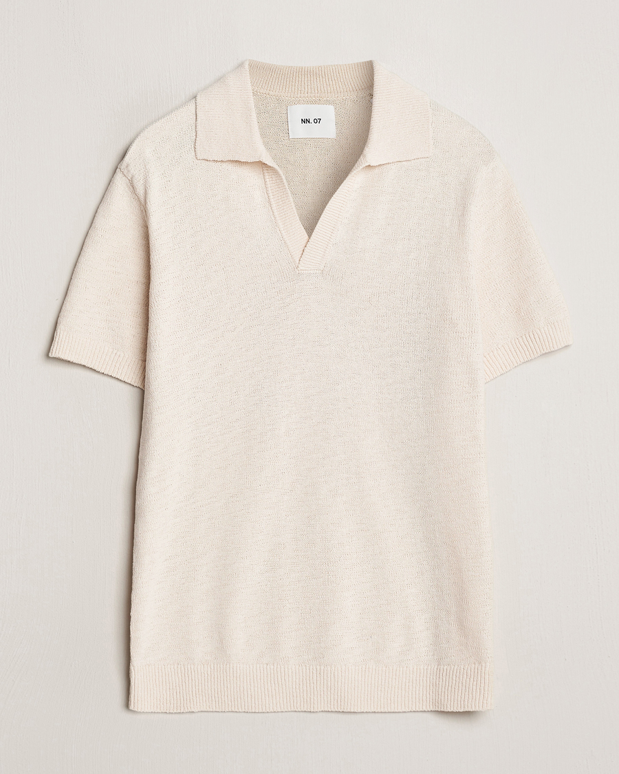 Heren | Polo's | NN07 | Ryan Open Collar Knitted Polo Off White