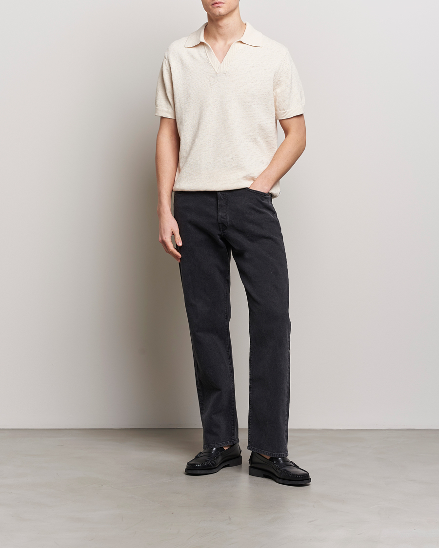 Heren | Polo's | NN07 | Ryan Open Collar Knitted Polo Off White