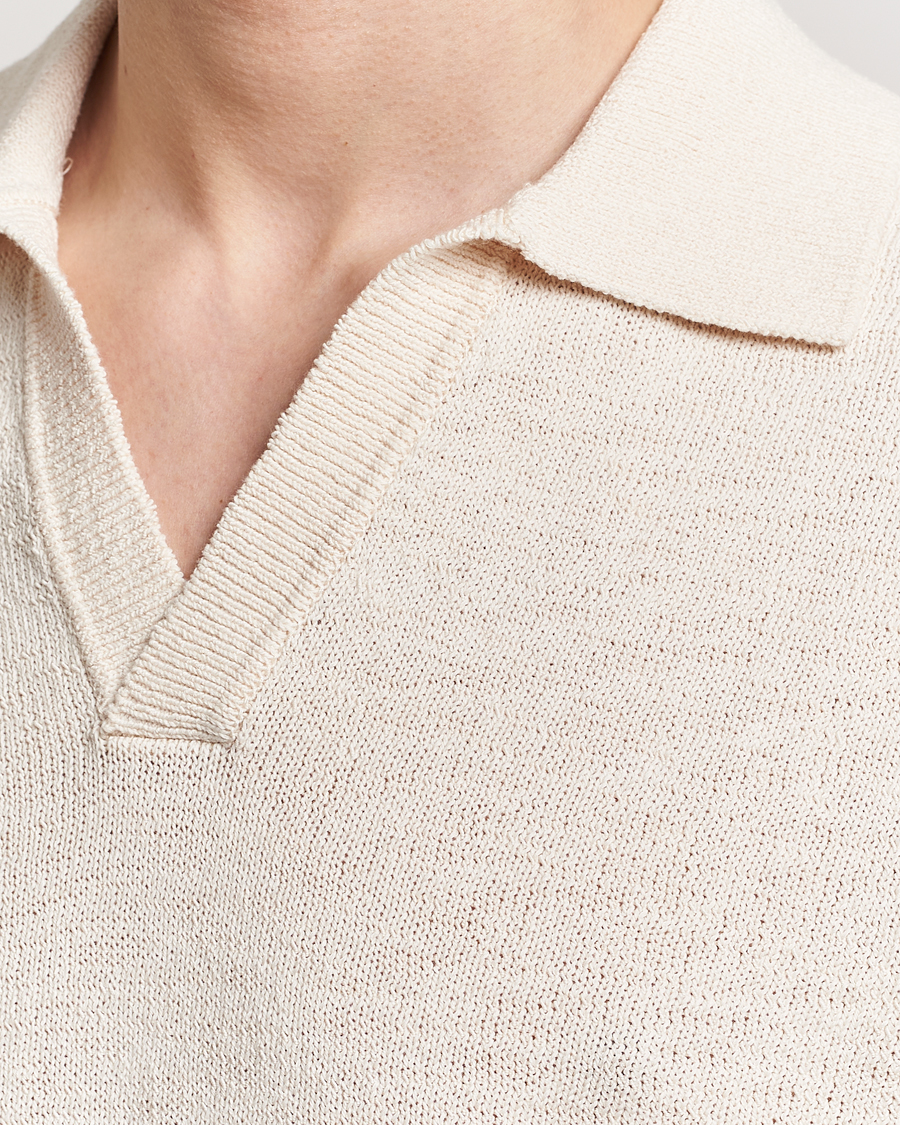 Heren | Polo's | NN07 | Ryan Open Collar Knitted Polo Off White
