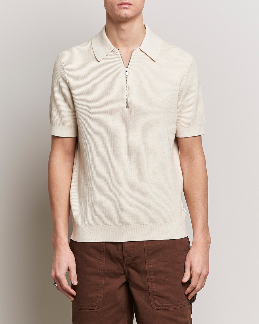 Heren | Poloshirts met korte mouwen | NN07 | Hansie Zip Polo Ecru