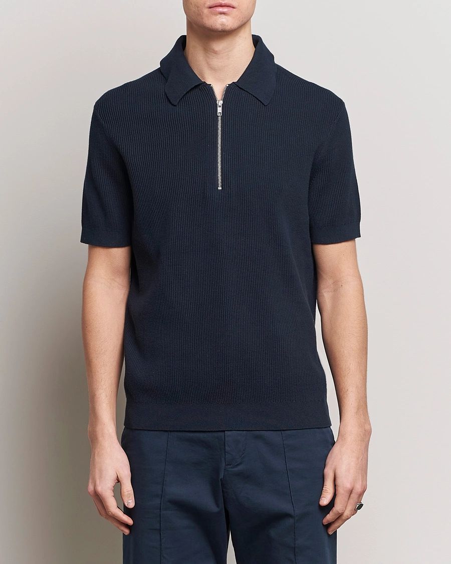 Heren | Poloshirts met korte mouwen | NN07 | Hansie Zip Polo Navy Blue