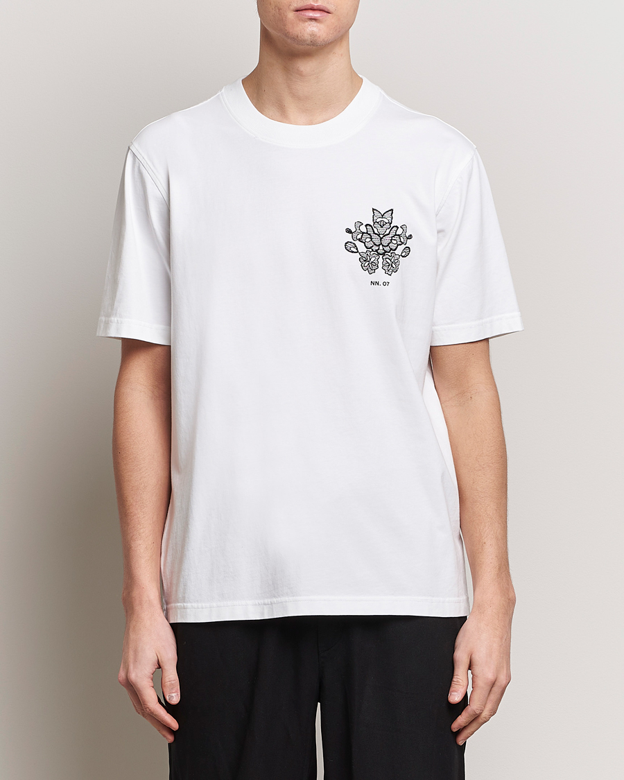Heren | T-shirts met korte mouwen | NN07 | Adam Printed Crew Neck T-Shirt White