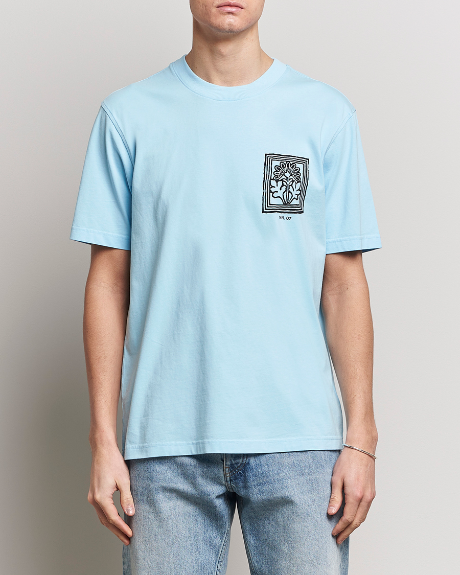 Heren | T-shirts | NN07 | Adam Printed Crew Neck T-Shirt Polar Wind