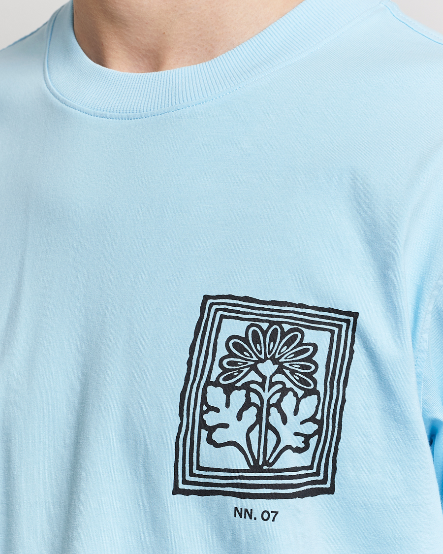Heren | T-shirts | NN07 | Adam Printed Crew Neck T-Shirt Polar Wind