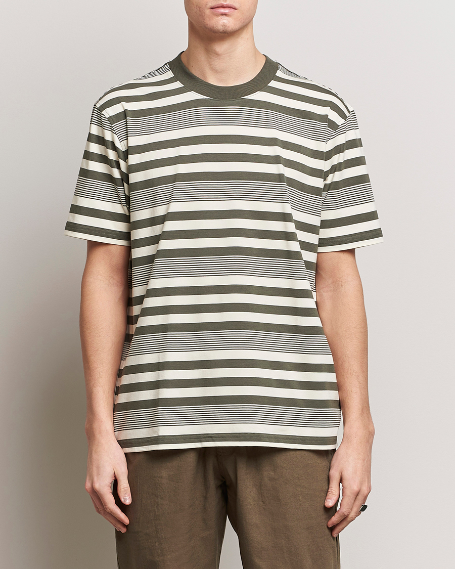 Heren | T-shirts | NN07 | Adam Striped Crew Neck T-Shirt Capers Green