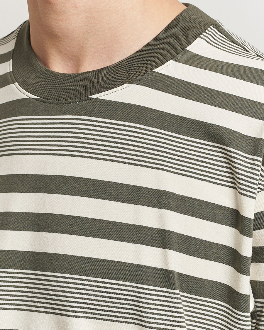 Heren | T-shirts | NN07 | Adam Striped Crew Neck T-Shirt Capers Green