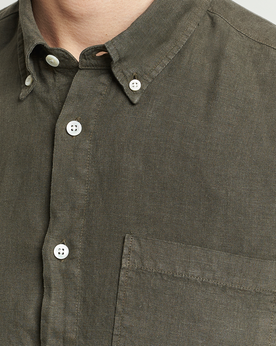 Heren | Overhemden | NN07 | Arne Linen Shirt Capers Green