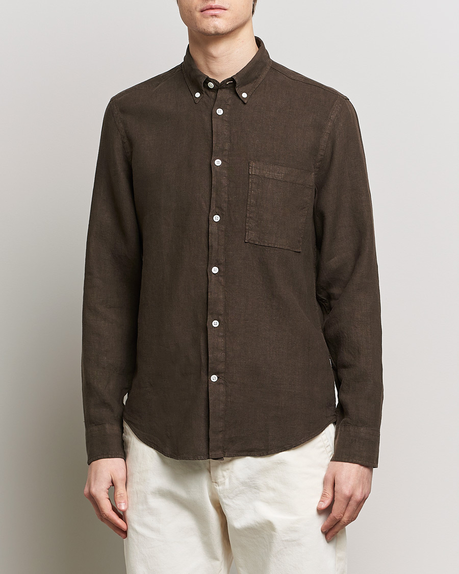 Heren | Afdelingen | NN07 | Arne Linen Shirt Demitasse Brown