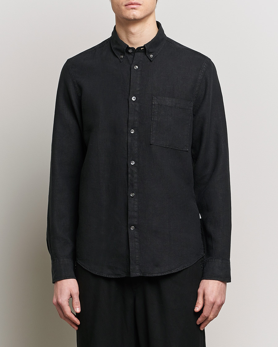 Heren | Casual | NN07 | Arne Linen Shirt Black