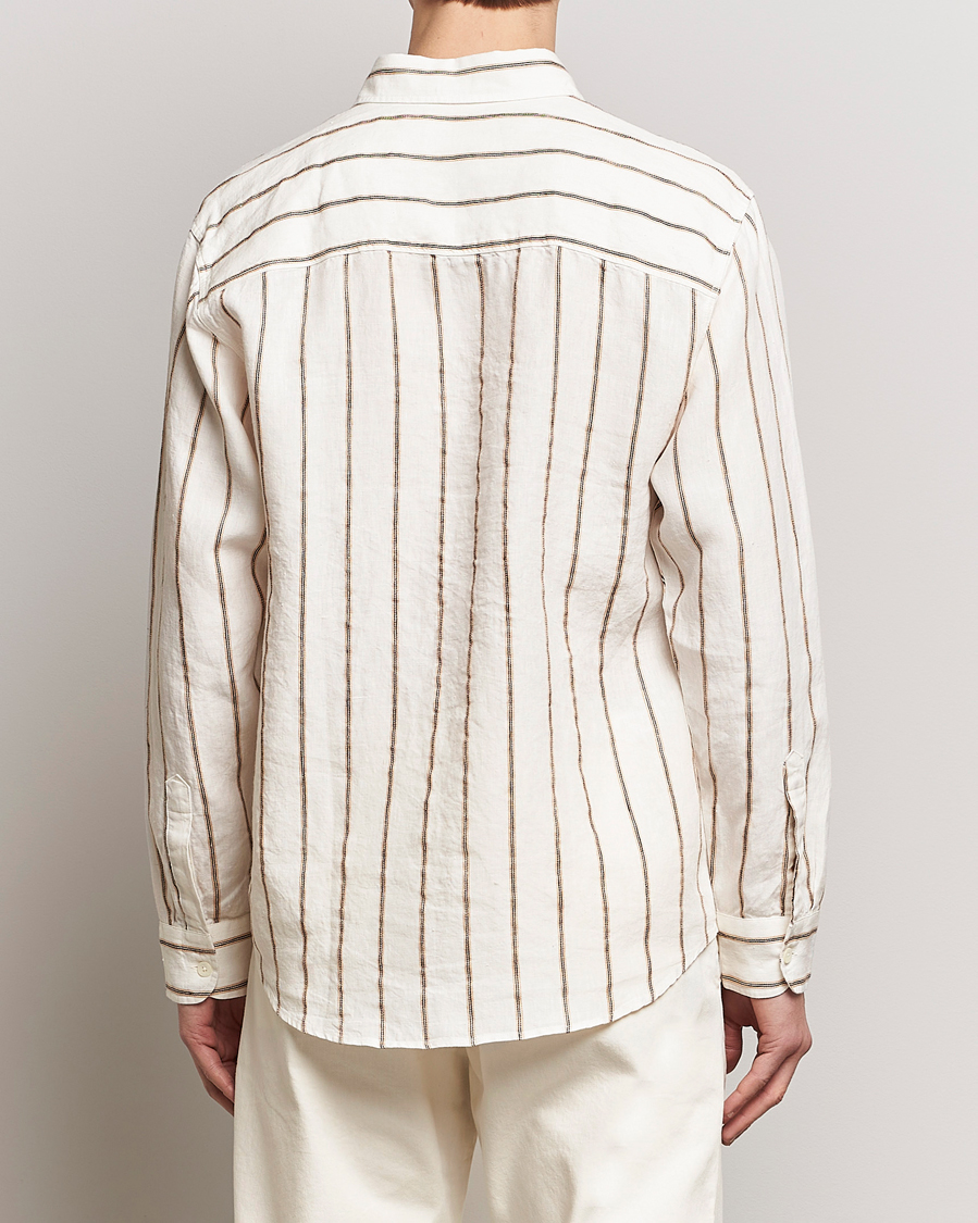 Heren | Overhemden | NN07 | Quinsy Striped Linen Shirt Ecru Multi