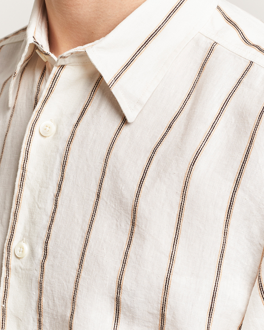 Heren | Overhemden | NN07 | Quinsy Striped Linen Shirt Ecru Multi