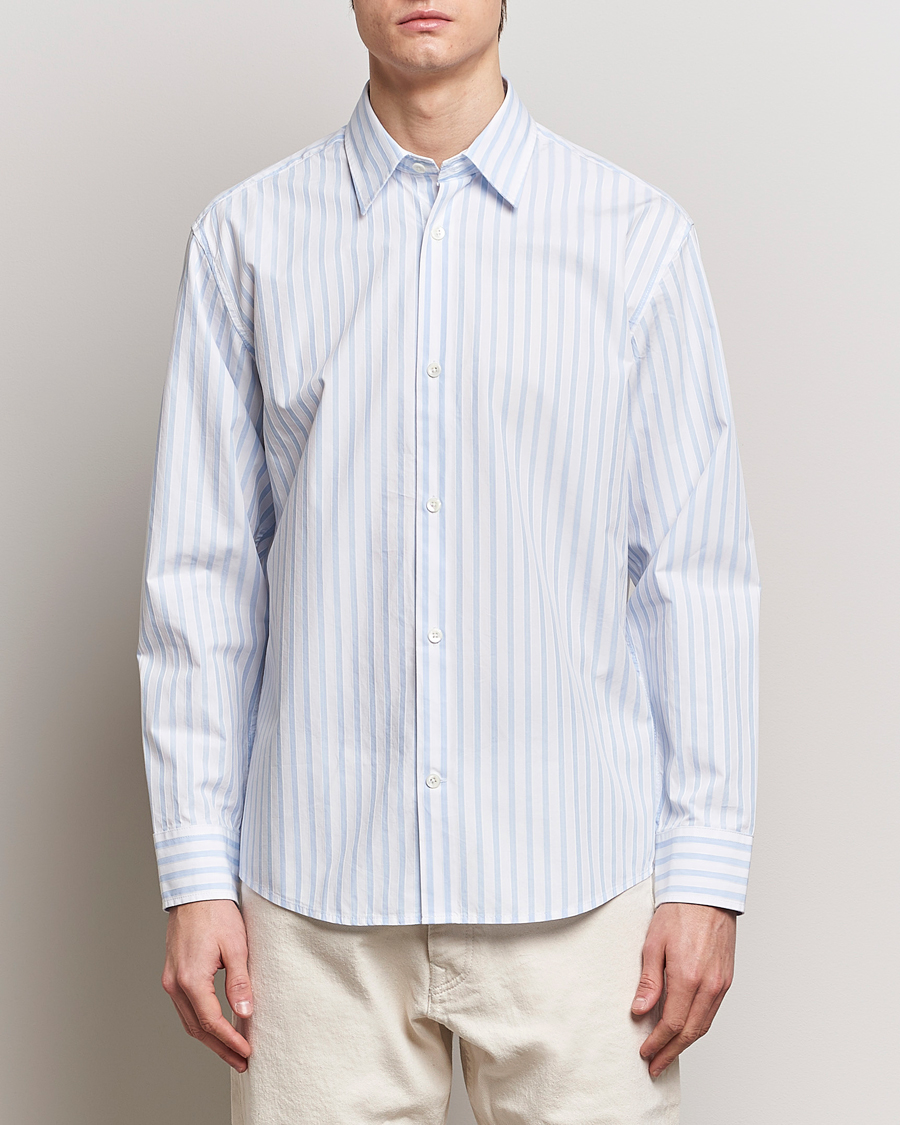 Heren | Casual | NN07 | Freddy Poplin Striped Shirt Blue/White