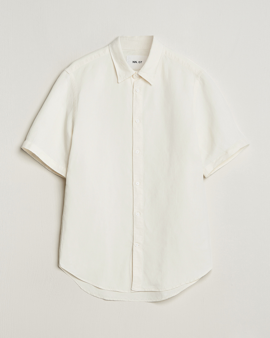 Heren | Overhemden | NN07 | Arne Tencel/Linen Short Sleeve Shirt White