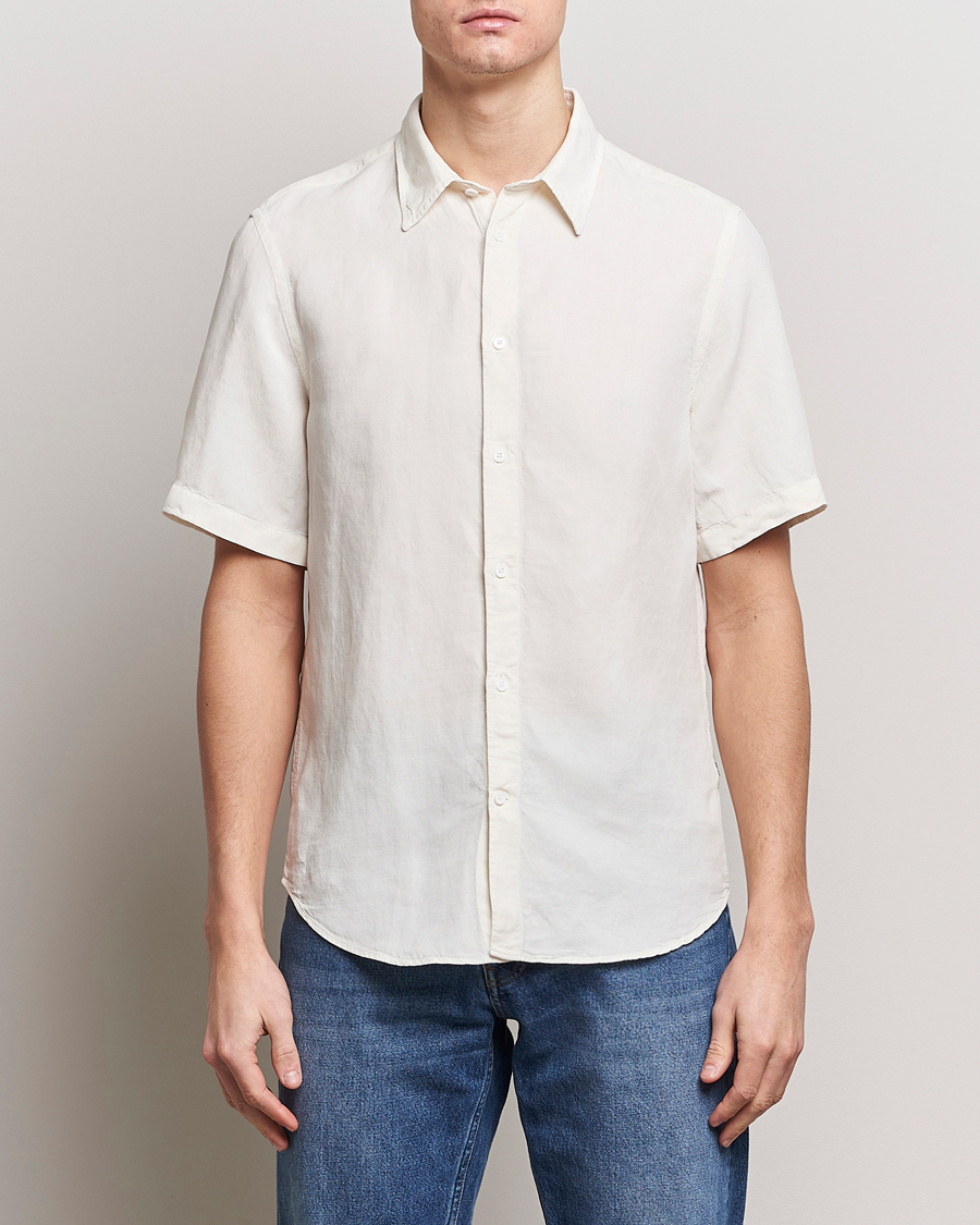 Heren | Business & Beyond | NN07 | Arne Tencel/Linen Short Sleeve Shirt White