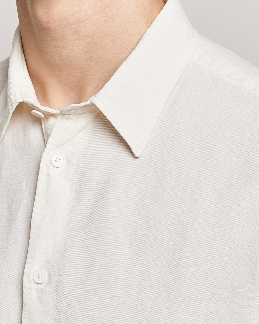 Heren | Overhemden | NN07 | Arne Tencel/Linen Short Sleeve Shirt White