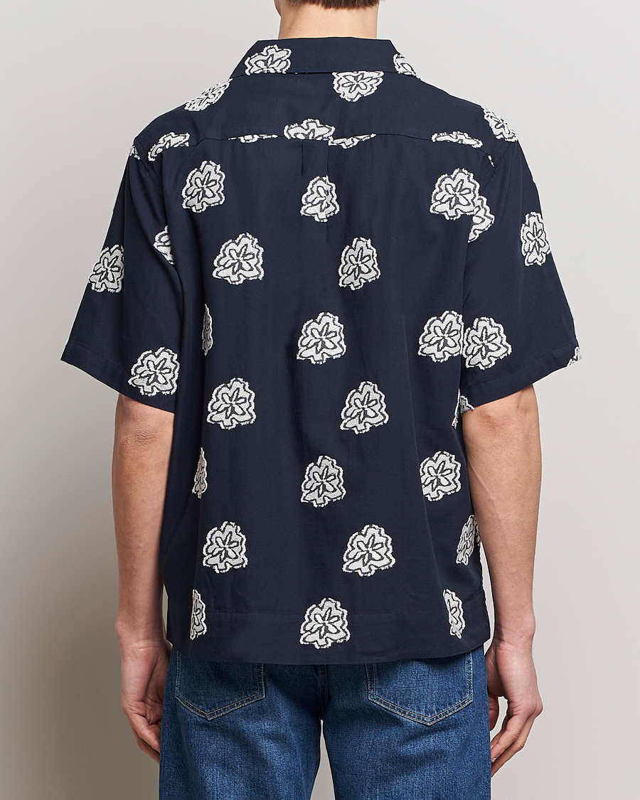 Heren | Overhemden | NN07 | Leo Printed Short Sleeve Shirt Navy Blue