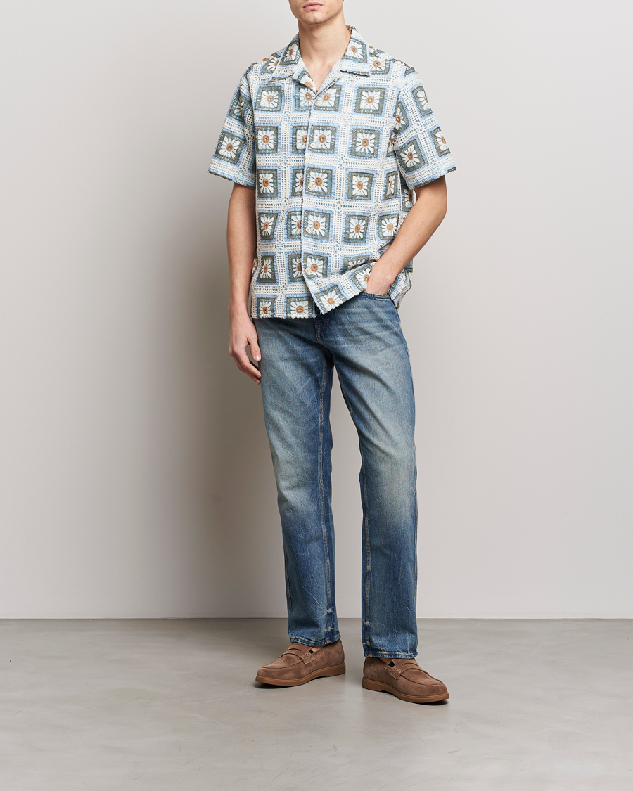 Heren | Overhemden | NN07 | Julio Knitted Croche Flower Short Sleeve Shirt Multi