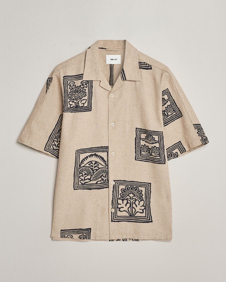 Heren | Overhemden | NN07 | Ole Printed Short Sleeve Shirt Oatmeal