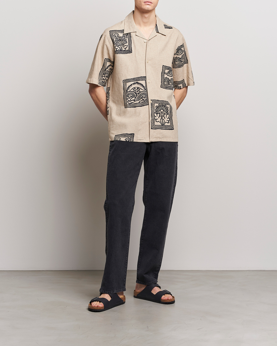 Heren | Overhemden | NN07 | Ole Printed Short Sleeve Shirt Oatmeal