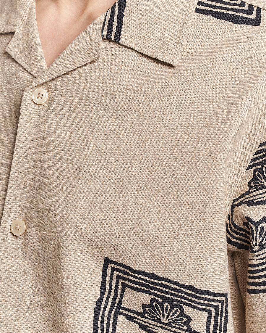 Heren | Overhemden | NN07 | Ole Printed Short Sleeve Shirt Oatmeal