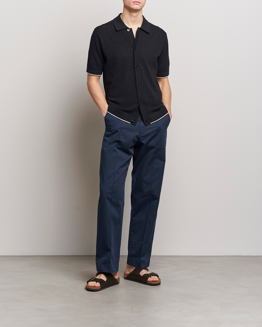 Heren | Overhemden | NN07 | Nalo Structured Knitted Short Sleeve Shirt Navy Blue