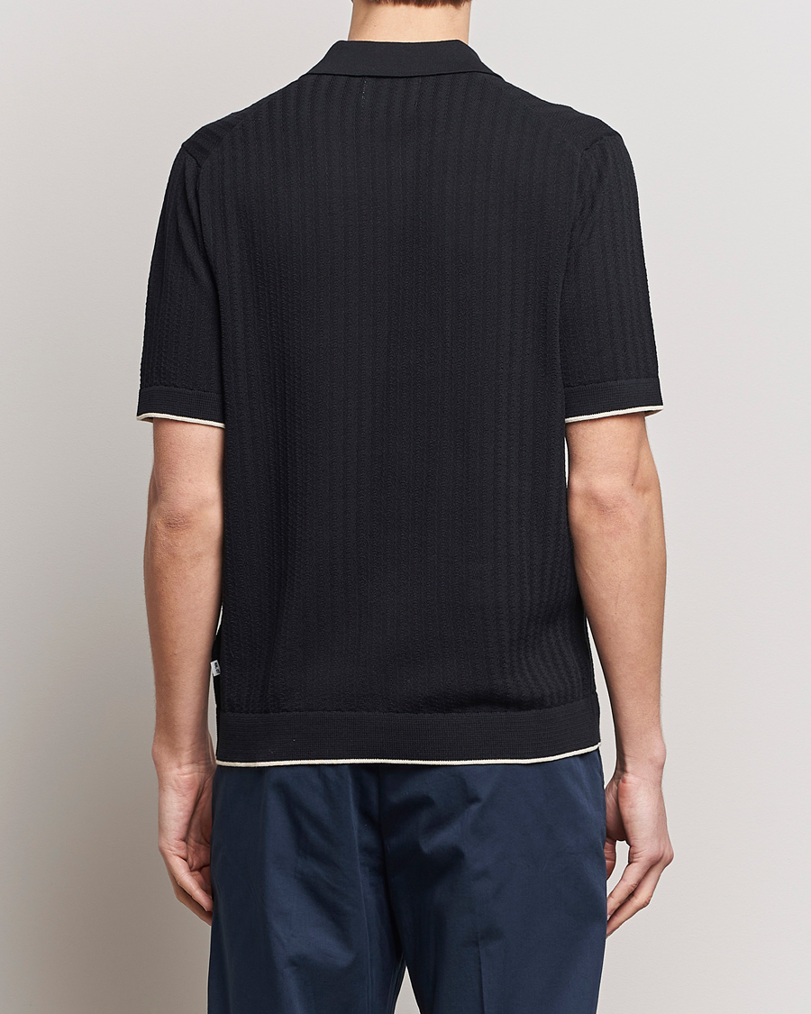 Heren | Overhemden | NN07 | Nalo Structured Knitted Short Sleeve Shirt Navy Blue