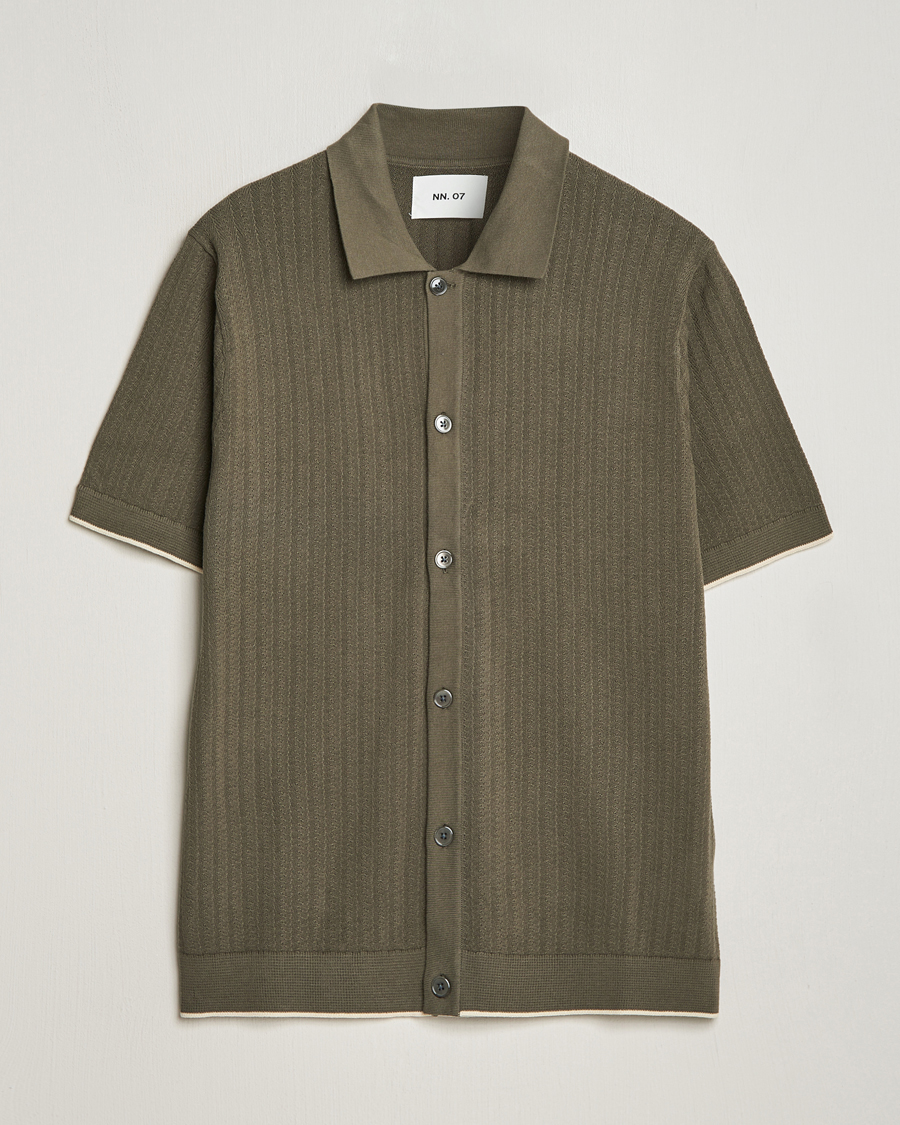 Heren | Overhemden | NN07 | Nalo Structured Knitted Short Sleeve Shirt Green