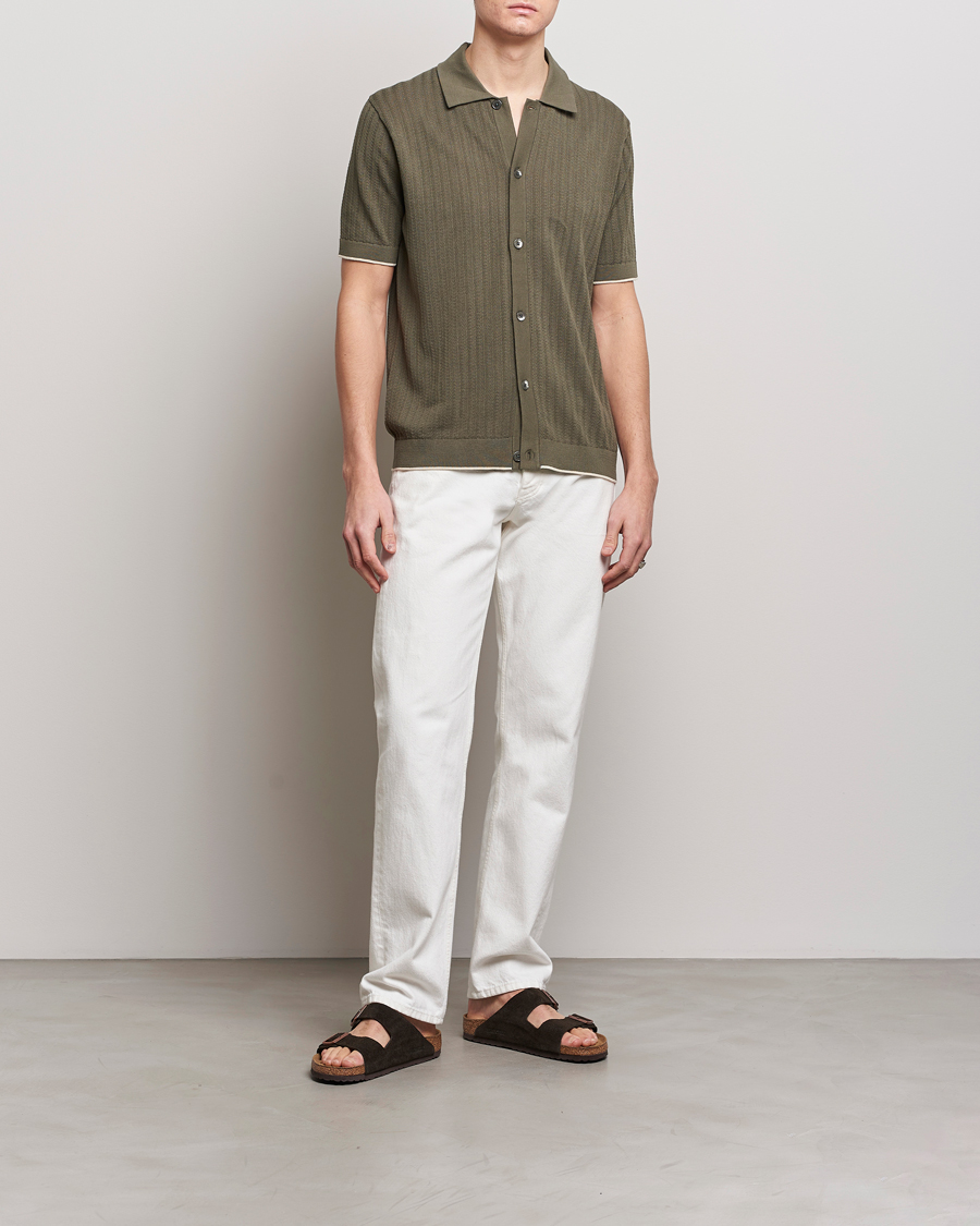 Heren | Overhemden | NN07 | Nalo Structured Knitted Short Sleeve Shirt Green