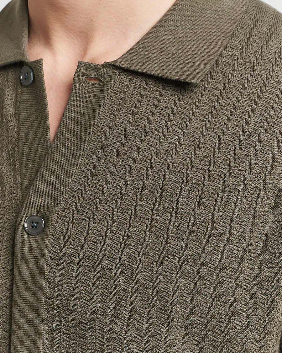 Heren | Overhemden | NN07 | Nalo Structured Knitted Short Sleeve Shirt Green
