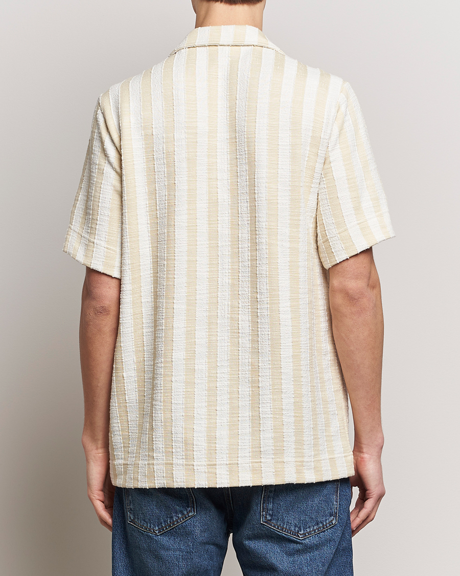 Heren | Overhemden | NN07 | Julio Striped Short Sleeve Shirt Khaki/White