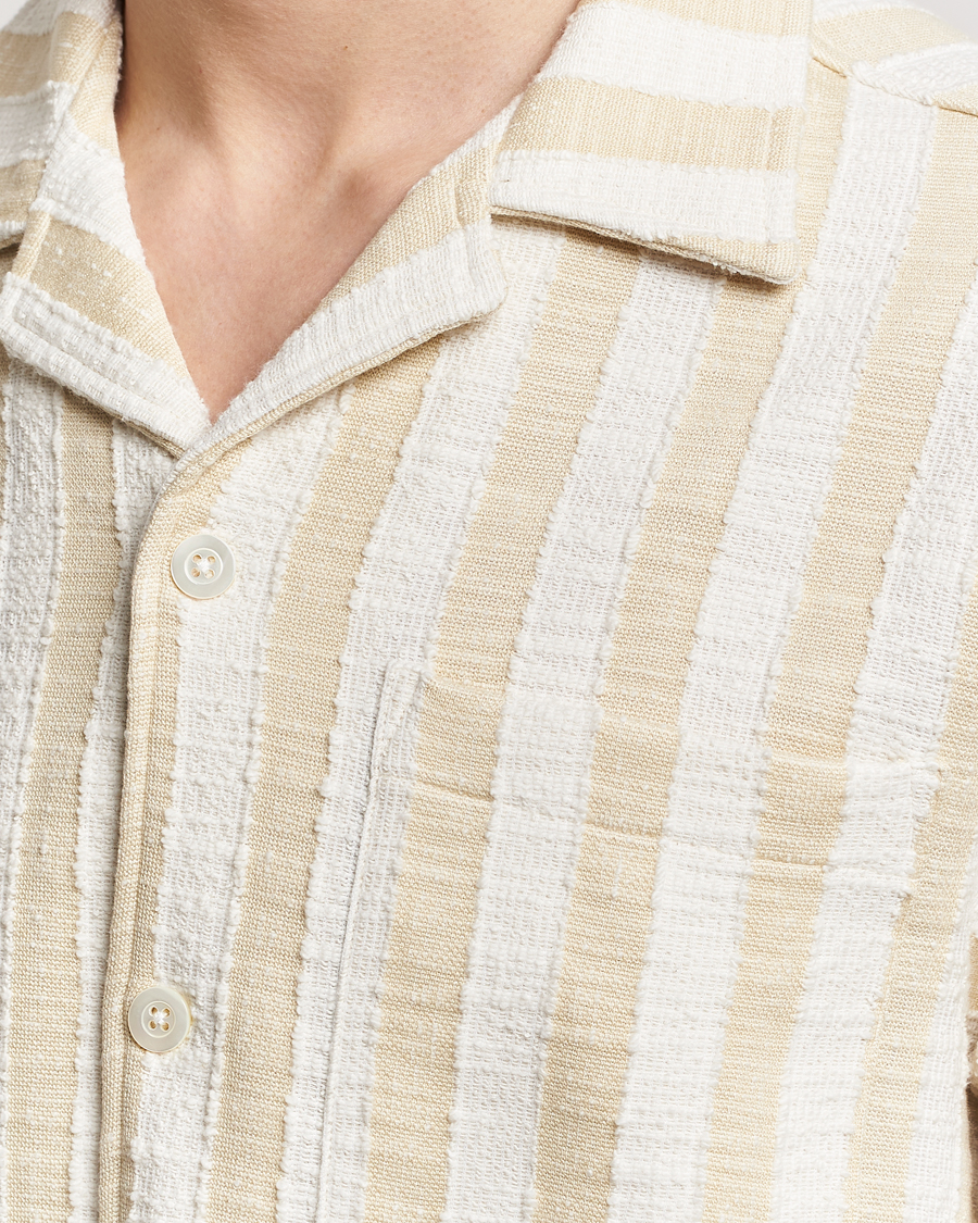 Heren | Overhemden | NN07 | Julio Striped Short Sleeve Shirt Khaki/White