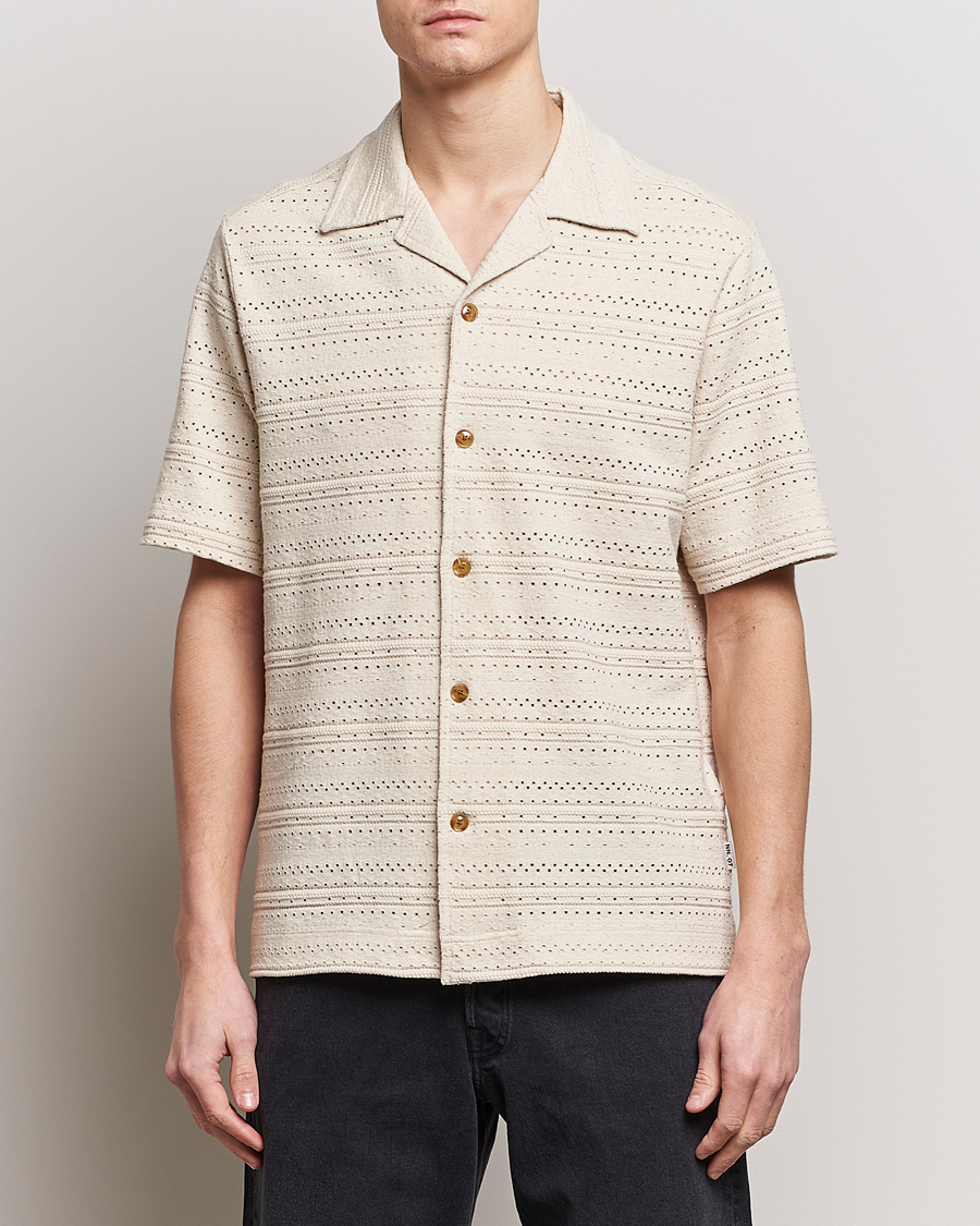 Heren | Overhemden | NN07 | Julio Knitted Short Sleeve Shirt Ecru