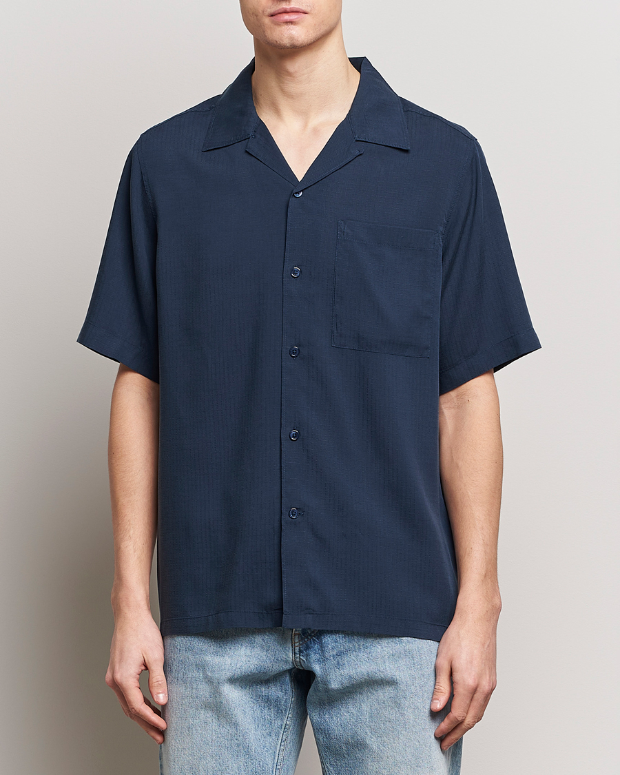 Heren |  | NN07 | Julio Ripstop Short Sleeve Shirt Navy Blue